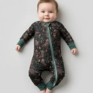 Raccoon And Whimsical Mushroom Bamboo Convertible Zippy