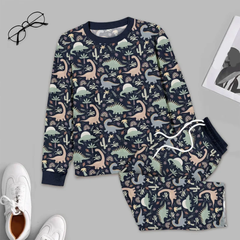 Navy Jurassic Jungle Men's Pajama Set , Navy Jurassic Jungle Men's Pajama Set - XS