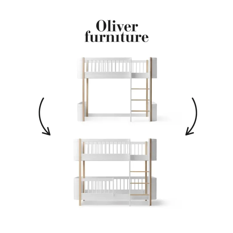 OLIVER FURNITURE - 041471 - Kit De Conversion Mini+, Lit Mezzanine Mi - haut - En Lit Superposé Mi - haut, Bl./chêne