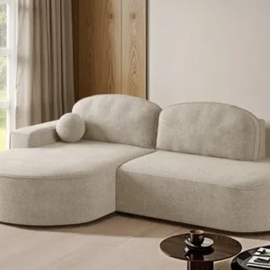 Designer Ecksofa Lenny Bouclé mit Schlaf- und Klappfunktion