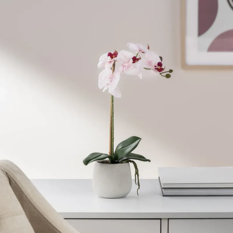 Phalaenopsis Potted 15" Faux Single Stem Orchid - Pink