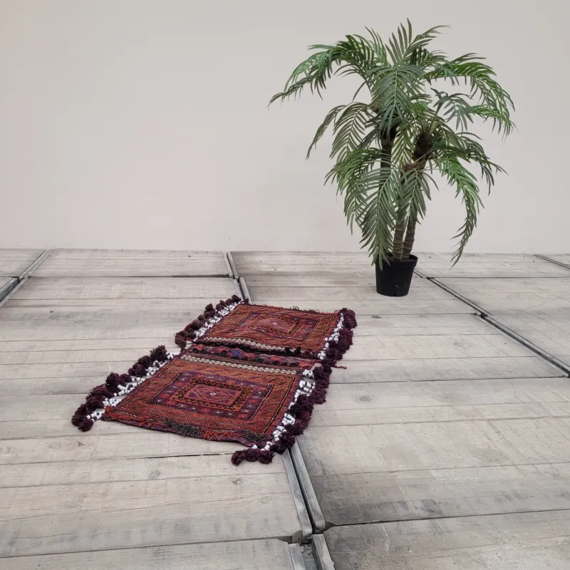 Orientalischer Khorjin Satteltasche Teppich Vintage 70x130 Gemustert