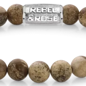 Jaspisperlenarmband mit Metallverschluss, runde gelb-braune Perlen