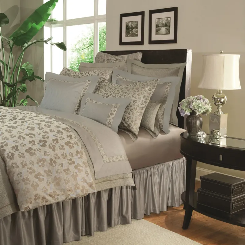 Home Treasures Valentene Matelassé pillow sham in sage and champagne floral.